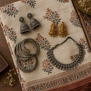 Jewellery Pairing Guide for Cotton Sarees: Oxidised, Gold or Silver?